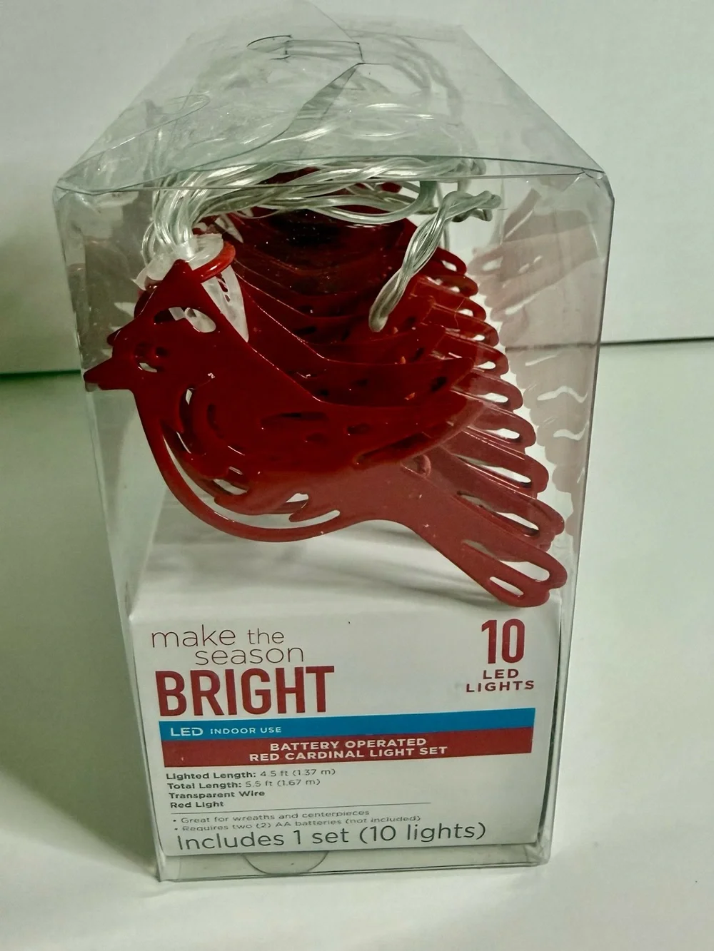 Red Cardinal LED String Lights - 10 Count